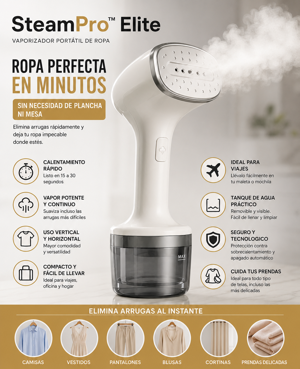 SteamPro™ Elite | Vaporizador Portátil de Ropa